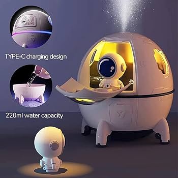 Humidificador de cápsula espacial con difusor LED